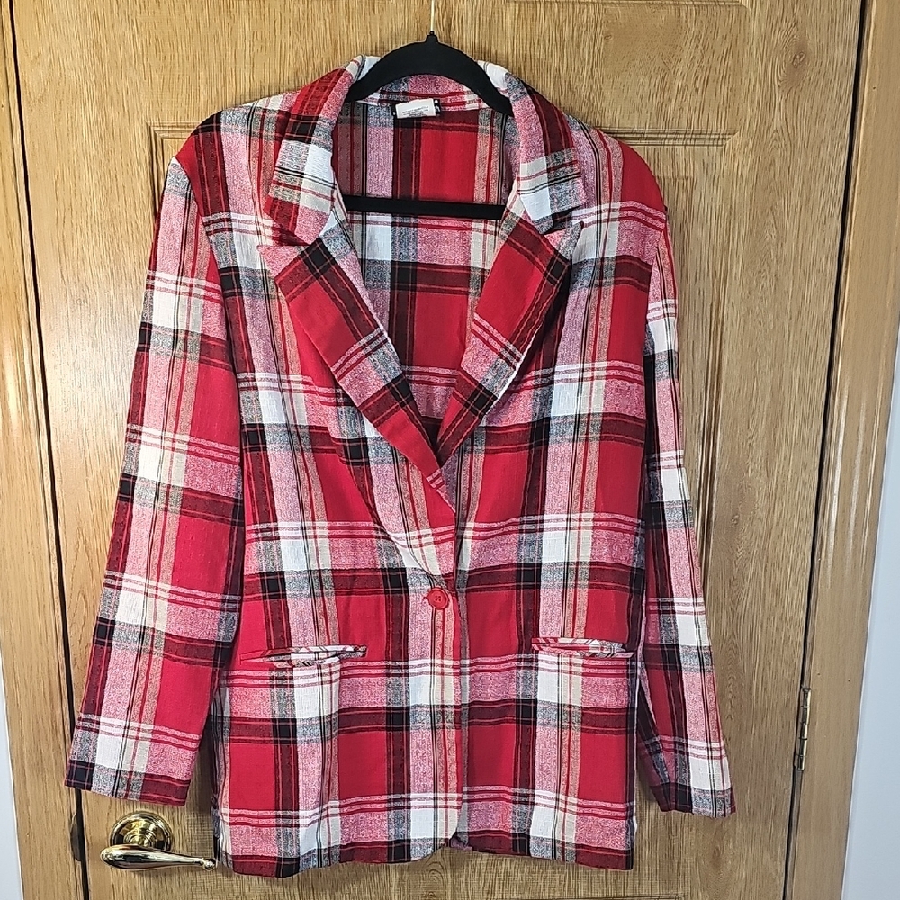 Fashion Bug Red Plaid Blazer